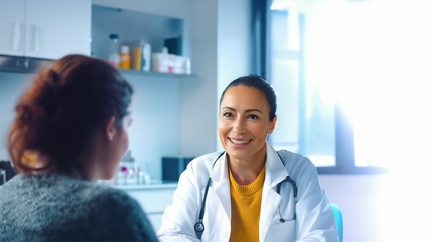A patient and doctor in conversation